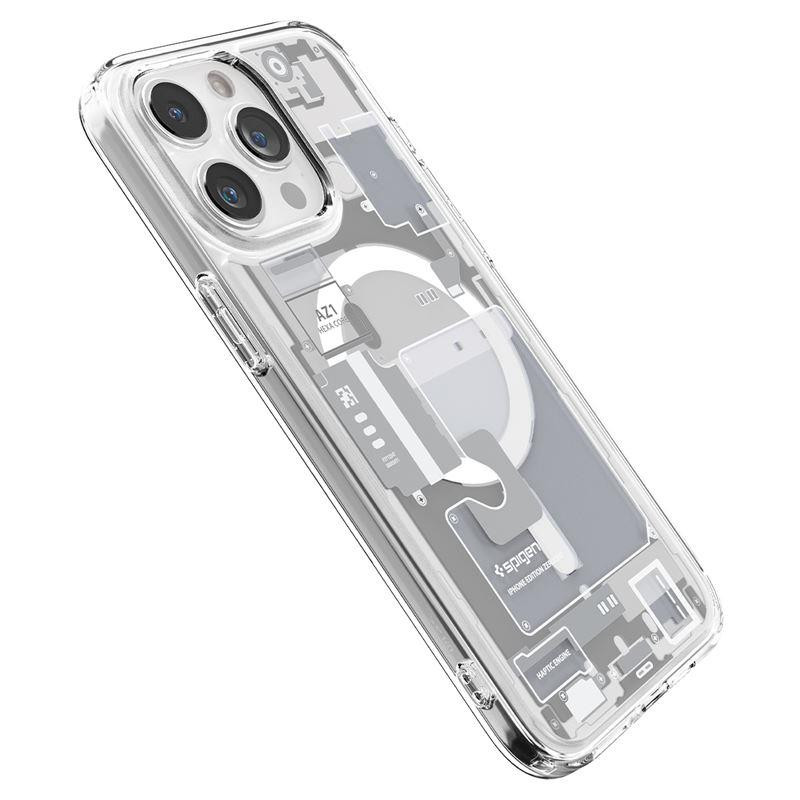 „Spigen Ultra Hybrid Mag“ dėklas su „MagSafe“, skirtas „iPhone 15 Pro Max“ – baltas (nulio vieno raštas)