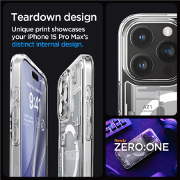 „Spigen Ultra Hybrid Mag“ dėklas su „MagSafe“, skirtas „iPhone 15 Pro Max“ – baltas (nulio vieno raštas)