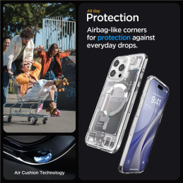 „Spigen Ultra Hybrid Mag“ dėklas su „MagSafe“, skirtas „iPhone 15 Pro Max“ – baltas (nulio vieno raštas)