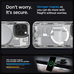 „Spigen Ultra Hybrid Mag“ dėklas su „MagSafe“, skirtas „iPhone 15 Pro Max“ – baltas (nulio vieno raštas)