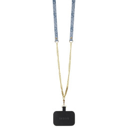 Guess Crossbody 4G metalinis logotipo dėklas iPhone 15 - mėlynas