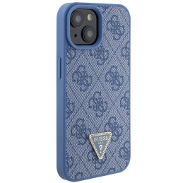 Guess Crossbody 4G metalinis logotipo dėklas iPhone 15 - mėlynas