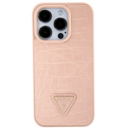 Guess Croco Triangle Metal Logo dėklas, skirtas iPhone 15 Pro Max - rožinis