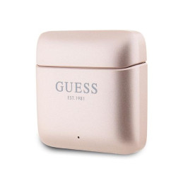 Guess Printed Logo TWS Bluetooth ausinės + prijungimo stotelė - rožinė ir auksinė
