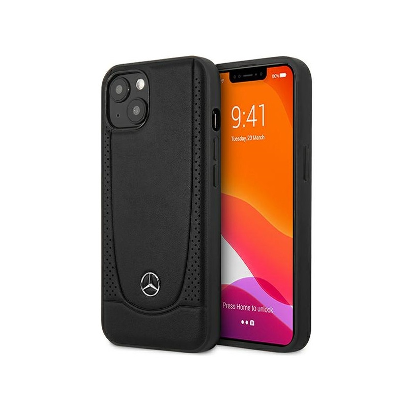 Mercedes Leather Urban dėklas iPhone 15 Plus - juodas