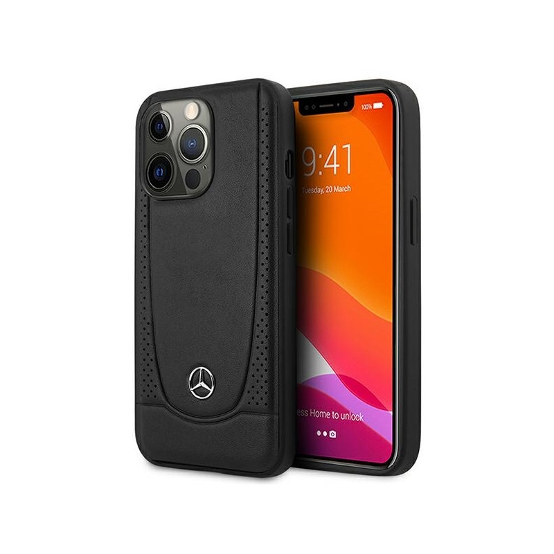 Mercedes Leather Urban dėklas iPhone 15 Pro Max - juodas