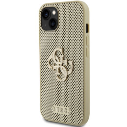 Guess Perforated 4G Glitter dėklas iPhone 15 - auksinis