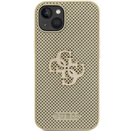 Guess Perforated 4G Glitter dėklas iPhone 15 - auksinis