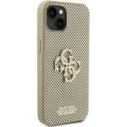 Guess Perforated 4G Glitter dėklas iPhone 15 - auksinis