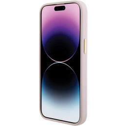 Guess Silicone Script Metal Logo & Frame dėklas iPhone 15 - rožinis