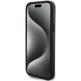 Karl Lagerfeld Saffiano Cardslot Karl&Choupette Metal Pin dėklas iPhone 15 - juodas