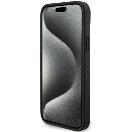 Mercedes Smooth Leather MagSafe dėklas iPhone 15 Plus - juodas