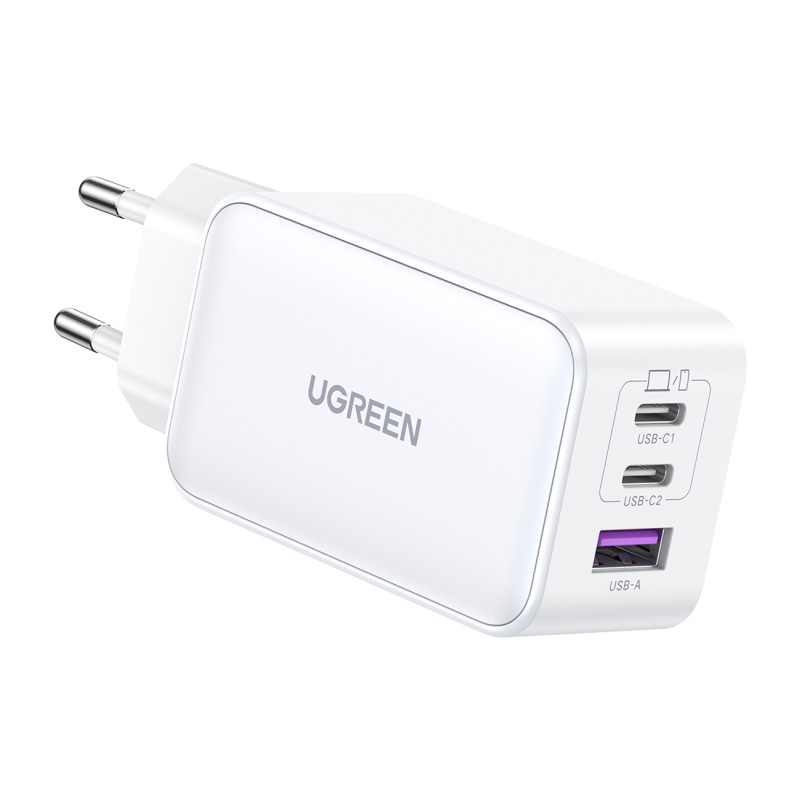 Ugreen CD244 65W USB-A / 2x USB-C GaN greitas įkroviklis – baltas