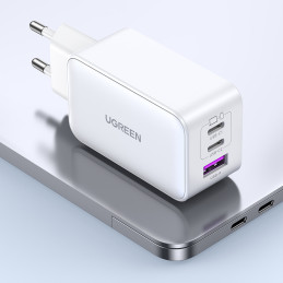 Ugreen CD244 65W USB-A / 2x USB-C GaN greitas įkroviklis – baltas