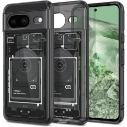 „Spigen Ultra Hybrid“ dėklas, skirtas „Google Pixel 8“ – tamsiai pilkas (nulio vieno raštas)