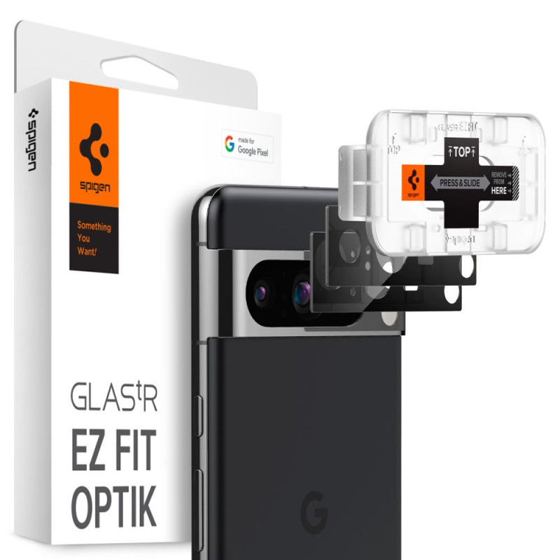 Spigen Glas.tR EZ Fit Optik Camera Protector for Google Pixel 8 - juoda 2 vnt.