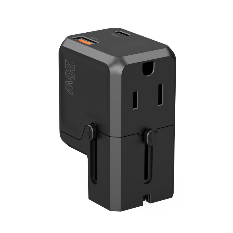 Choetech PD6038 USB-C USB-A PD 20W kelioninis įkroviklis USA EU UK AU – juodas