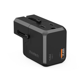 Choetech PD6038 USB-C USB-A PD 20W kelioninis įkroviklis USA EU UK AU – juodas