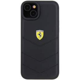Ferrari Quilted Metal Logo dėklas, skirtas iPhone 15 Plus - juodas