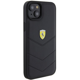Ferrari Quilted Metal Logo dėklas, skirtas iPhone 15 Plus - juodas