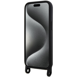 Karl Lagerfeld Crossbody Silicone Choupette dėklas iPhone 15 - juodas