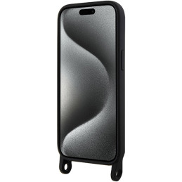 Karl Lagerfeld Crossbody Silicone Ikonik dėklas iPhone 15 - juodas