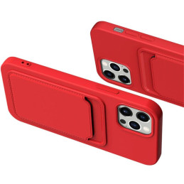 Kortelių dėklas, silikoninis piniginės dėklas su kišene kortelėms ir dokumentams, skirtas iPhone 11 Pro Max, raudonas