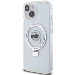 Karl Lagerfeld Ring Stand Karl Head MagSafe dėklas iPhone 15 - baltas