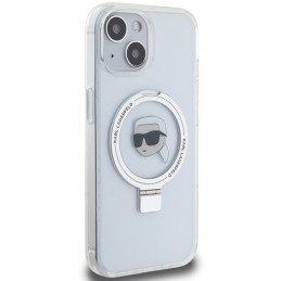 Karl Lagerfeld Ring Stand Karl Head MagSafe dėklas iPhone 15 - baltas