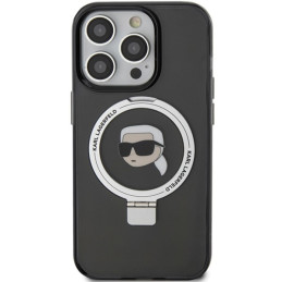 Karl Lagerfeld Ring Stand Karl Head MagSafe dėklas iPhone 15 Pro Max - juodas
