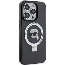 Karl Lagerfeld Ring Stand Karl Head MagSafe dėklas iPhone 15 Pro Max - juodas