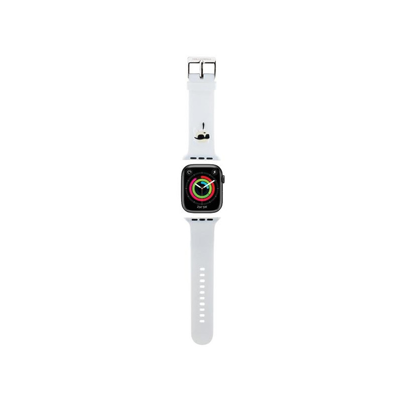 Karl Lagerfeld 3D guminis Karl galvos dirželis Apple Watch 42/ 44/ 45/ 49mm – baltas