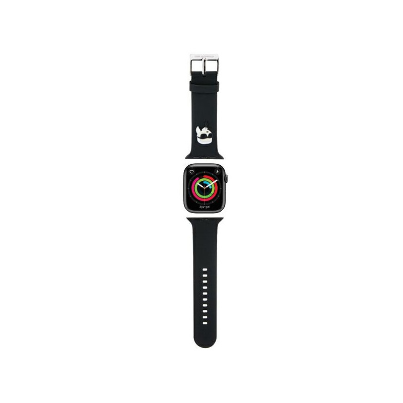 Karl Lagerfeld 3D guminis Karl galvos dirželis Apple Watch 42/ 44/ 45/ 49mm – juodas