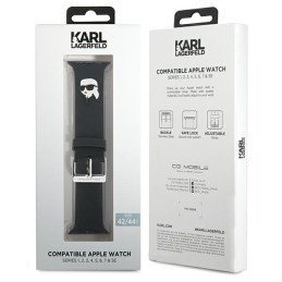 Karl Lagerfeld 3D guminis Karl galvos dirželis Apple Watch 42/ 44/ 45/ 49mm – juodas