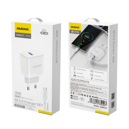 Dudao A20EU USB-A 18W tinklo įkroviklis - baltas + USB-A - USB-C laidas
