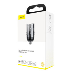 Baseus Tiny Star PPS mini išmanusis automobilinis įkroviklis C tipo USB 30W Quick Charge 3.0 PD 3.0 pilka (VCHX-B0G)