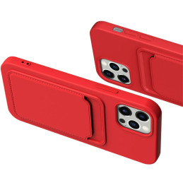 Kortelių dėklas, silikoninis piniginės dėklas su kišene kortelėms ir dokumentams, skirtas iPhone 12 Pro Max, raudonas