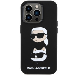 Karl Lagerfeld Silicone Karl&Choupette Head dėklas iPhone 15 Pro - juodas