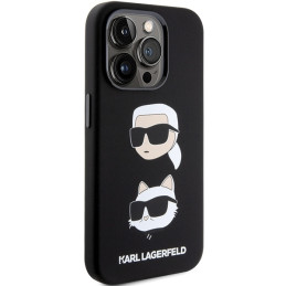 Karl Lagerfeld Silicone Karl&Choupette Head dėklas iPhone 15 Pro - juodas