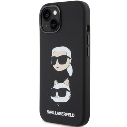 Karl Lagerfeld silikoninis Karl&Choupette galvos dėklas iPhone 15 Plus / 14 Plus - juodas