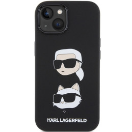 Karl Lagerfeld silikoninis Karl&Choupette galvos dėklas iPhone 15 Plus / 14 Plus - juodas