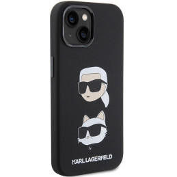 Karl Lagerfeld silikoninis Karl&Choupette galvos dėklas iPhone 15 Plus / 14 Plus - juodas