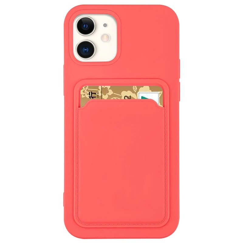 Silikono kortelės dėklas su kortelių lizdu iPhone 12 Pro Max - koralas
