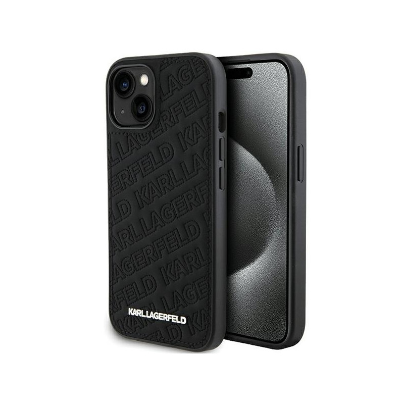 Karl Lagerfeld Quilted K Pattern dėklas, skirtas iPhone 15 - juodas