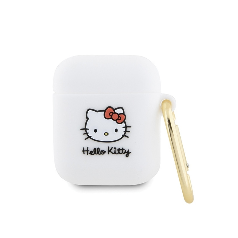 Hello Kitty Silicone 3D Kitty Head dėklas, skirtas AirPods 1/ 2 - baltas
