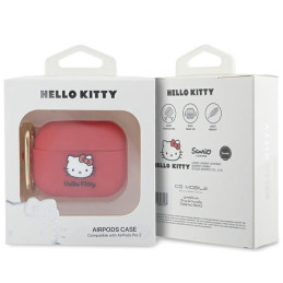 Hello Kitty Silicone 3D Kitty Head dėklas, skirtas AirPods Pro 2 (2022/ 2023) – fuksija