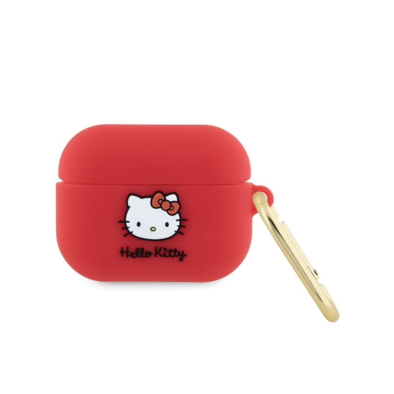 Hello Kitty Silicone 3D Kitty Head dėklas, skirtas AirPods Pro - fuksija