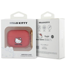 Hello Kitty Silicone 3D Kitty Head dėklas, skirtas AirPods Pro - fuksija