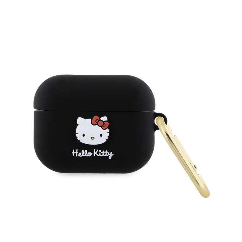 Hello Kitty Silicone 3D Kitty Head dėklas, skirtas AirPods Pro - juodas