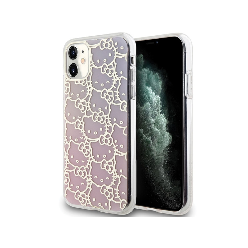 Hello Kitty IML Gradient Electrop Crowded Kitty galvos dėklas, skirtas iPhone 11 / Xr – rožinis